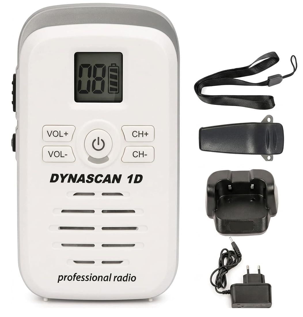 DynaScan 1D Wit: Professionele mini PMR-446 walkie-talkie