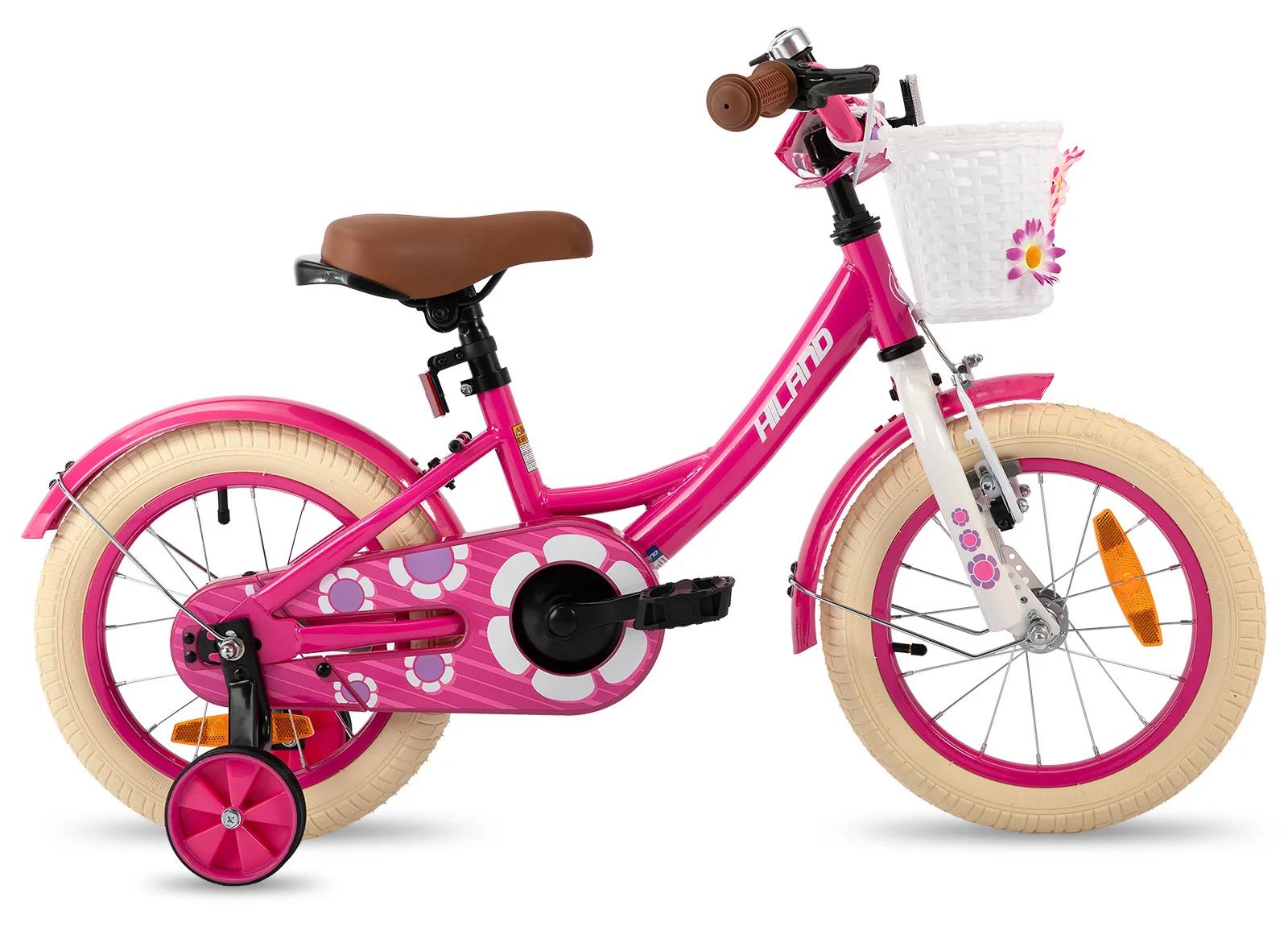Kinderfahrrad - 30 cm Mädchenfahrrad - Mit Korb - Stützräder - Stahlrahmen - Alter 3-7 Jahre - Pink