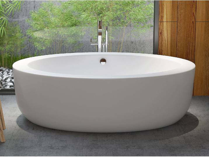 Baignoire îlot ovale - 185 x 90 x 58 cm - Acrylique - Blanche - 251 L - MARMATI