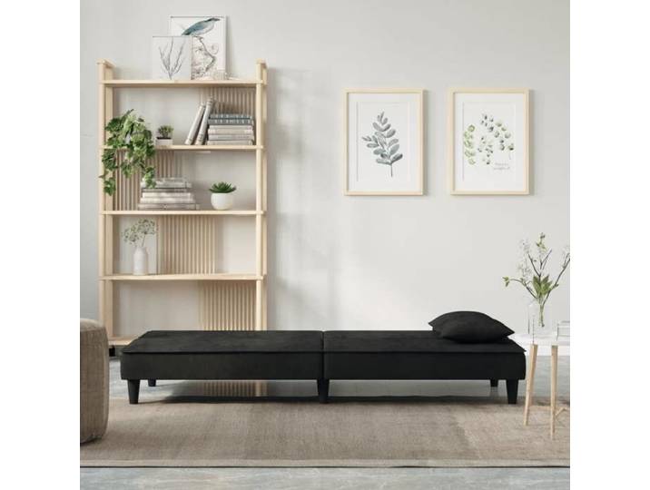 Promo printemps Canapé-lit - SARAZYJ - meuble de salon - 2 PERSONNES - noir Velours - S6452067