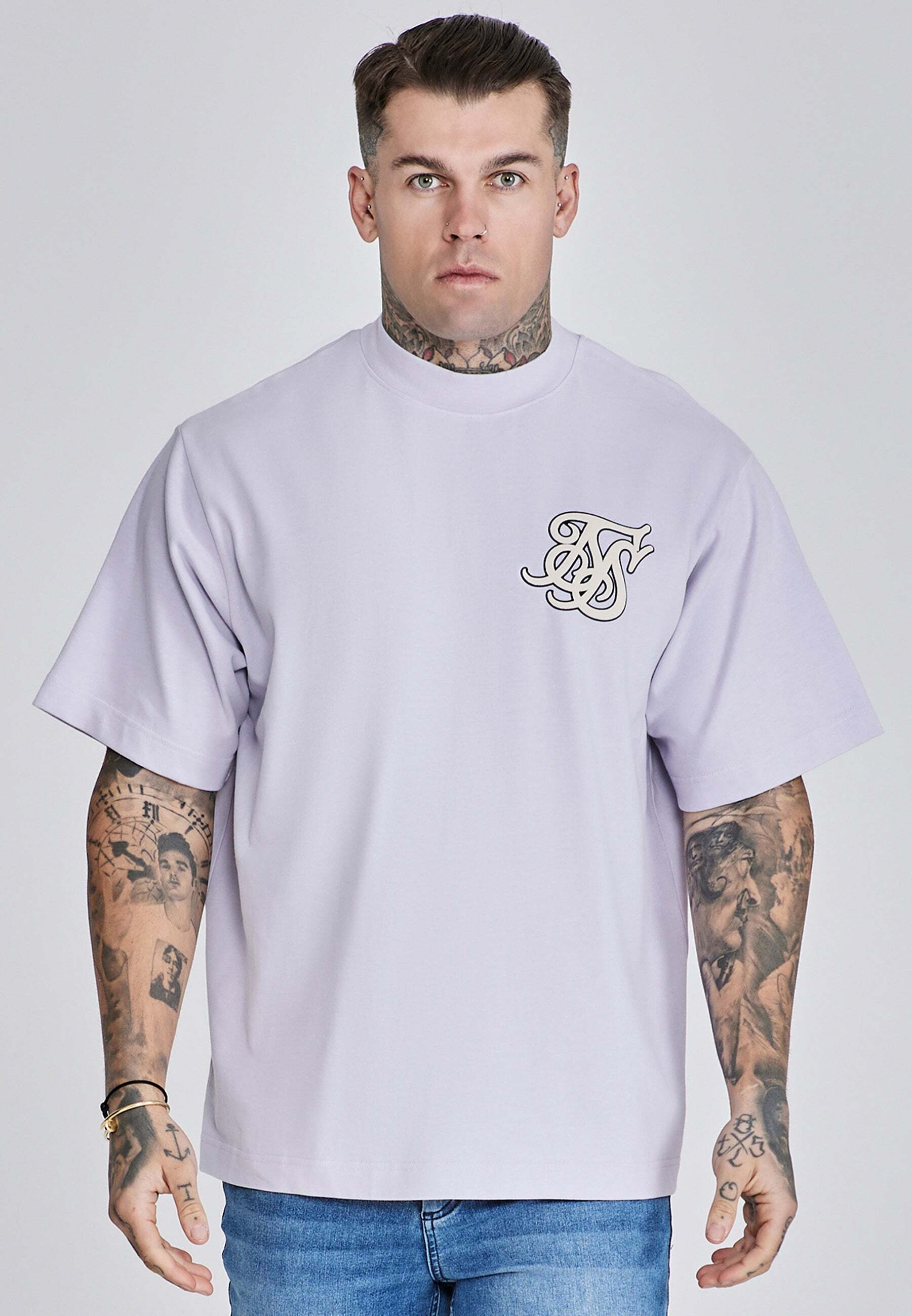 T-Shirt SIKSILK "Siksilk T-Shirt Oversized T-Shirt", Herren, Gr. XS, lila, Obermaterial: 100% Baumwolle CO., Shirts T-Shirt lila XS