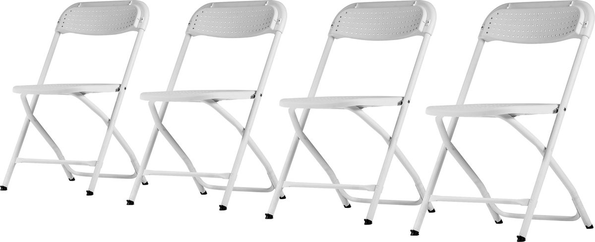 Set van 4 ZOWN Big Alex klapstoelen - Wit - Lichtgewicht en stapelbaar