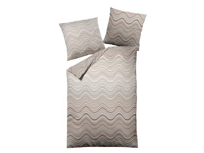 Dormisette Edel Biber Bettwäsche 135x200 Wellen braun türkis 2814-031