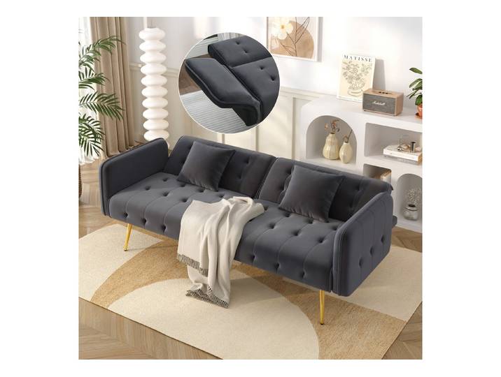 Sweiko Sofa Zweisitzer Sofabett mit Bettfunktion, mit Bettfunktion,verstellbarer Rückenlehne und mehrstelligen Armlehnen