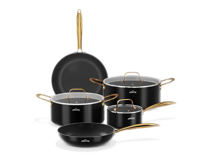 HOMELUX Topf-Set Töpfe Set Induktions, Aluminiumguss Kochtopfset mit Deckel, Aluminium (Set, Töpfe Set mit Glasdeckel), Induktion
