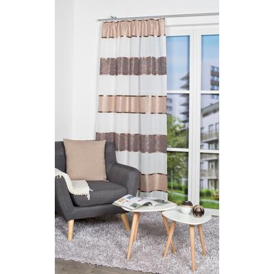 Vorhang HOME WOHNIDEEN "WALTER" Gr. 4, braun (cappuccino), B:140cm H:245cm, Polyester, Gardinen, Kräuselbandschal WALTER Querstreifen