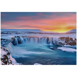 FOTOTAPETE Wasserfall Natur Blau 350x250 cm