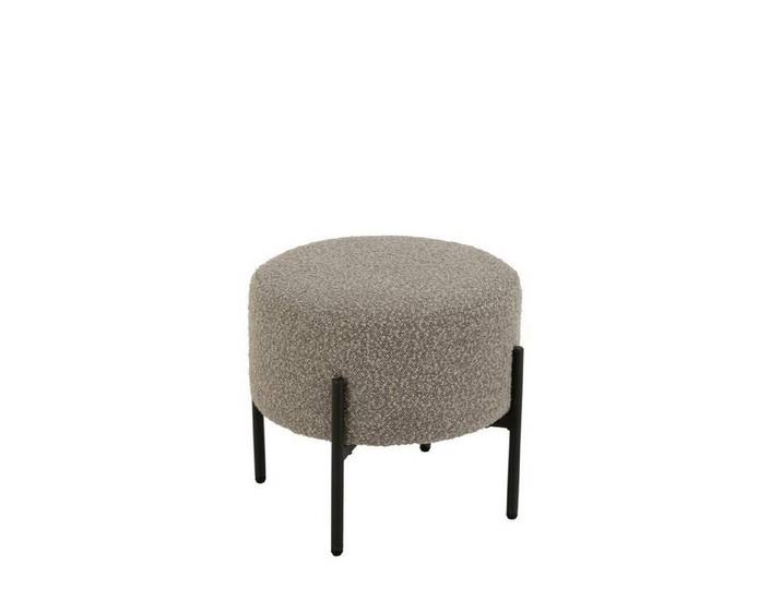 J-Line by Jolipa Hocker Hocker Boucle braun rund Metallgestell (1 Hocker), gepolsterte Sitzfläche
