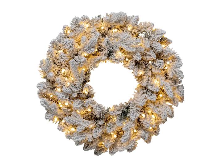 LED-Kranz Indoor Light, Stt, weiss/dunkelgrün, Kunststoff