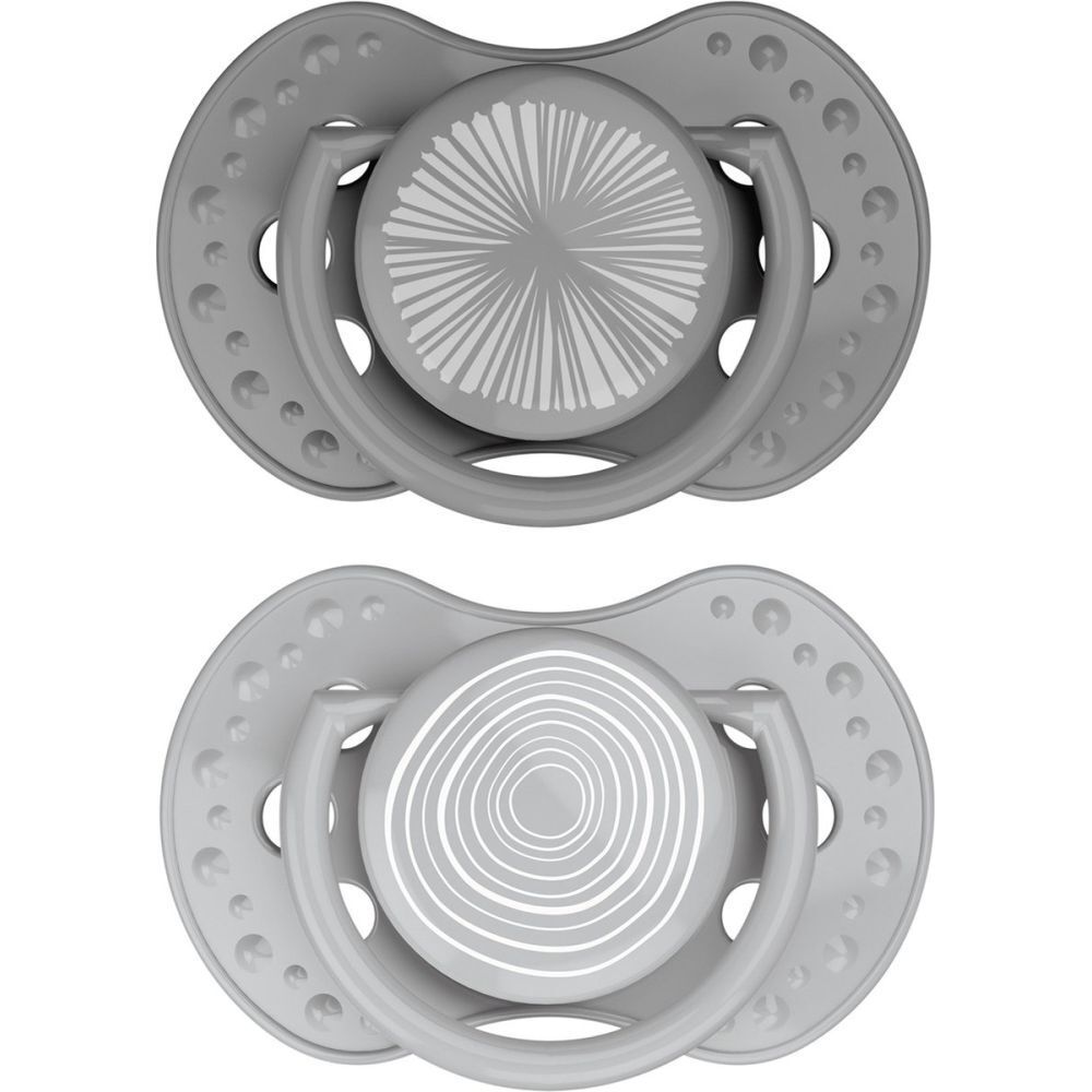 Difrax Fopspeen Dynamic Harmony L.Grey - D.Grey 3-6m 2 St Schnuller