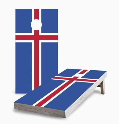 Skip's Garage Icelandic Flag Cornhole Boards