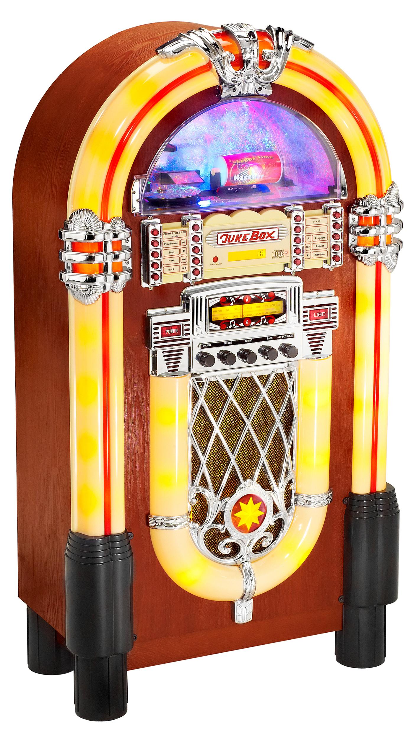 Karcher JB 6604 Jukebox (CD-Player, Radio, MP3-Wiedergabe via USB, Retro-Design und Lightshow)