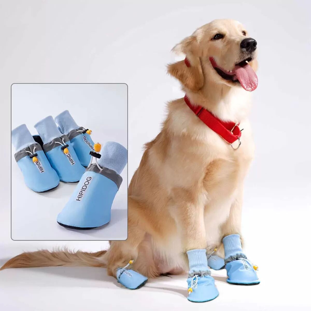 INF Große Hundeschuhe - Englisches Druckmuster, weiche Sohle - 4er-Set für mittlere bis große Rassen Blau 5XL