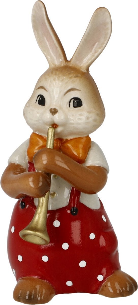 Goebel Decoratief beeld Haas Lieve fluitspeler Aardewerk 8 cm