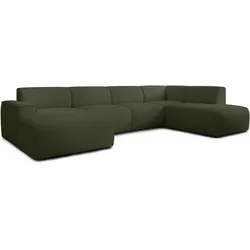 WOHNLANDSCHAFT Didim Grün 378/220/78 cm – großes Sofa stilvoll & bequem R