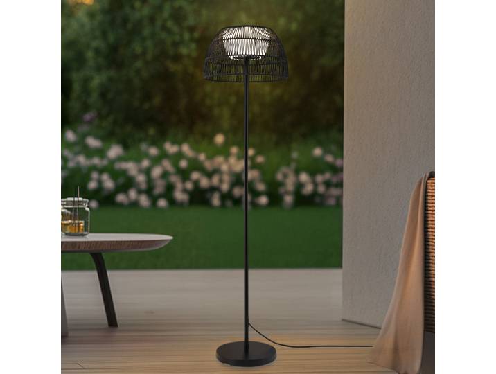 Heribio LED d'Extérieur Lampadaire H153 Noir - Lucande - Balcon - Moderne - Métal - Avec abat-jour