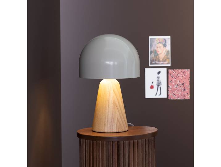 BRILLIANT : Lampe de table Nalam\, 20 cm\, bois\, finition claire/gris