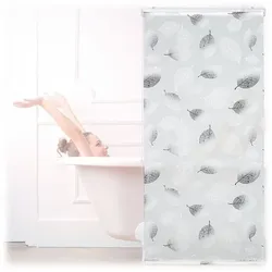 relaxdays Duschrollo mit Blätter-Design grau 80 x 240 cm grau, 80 cm