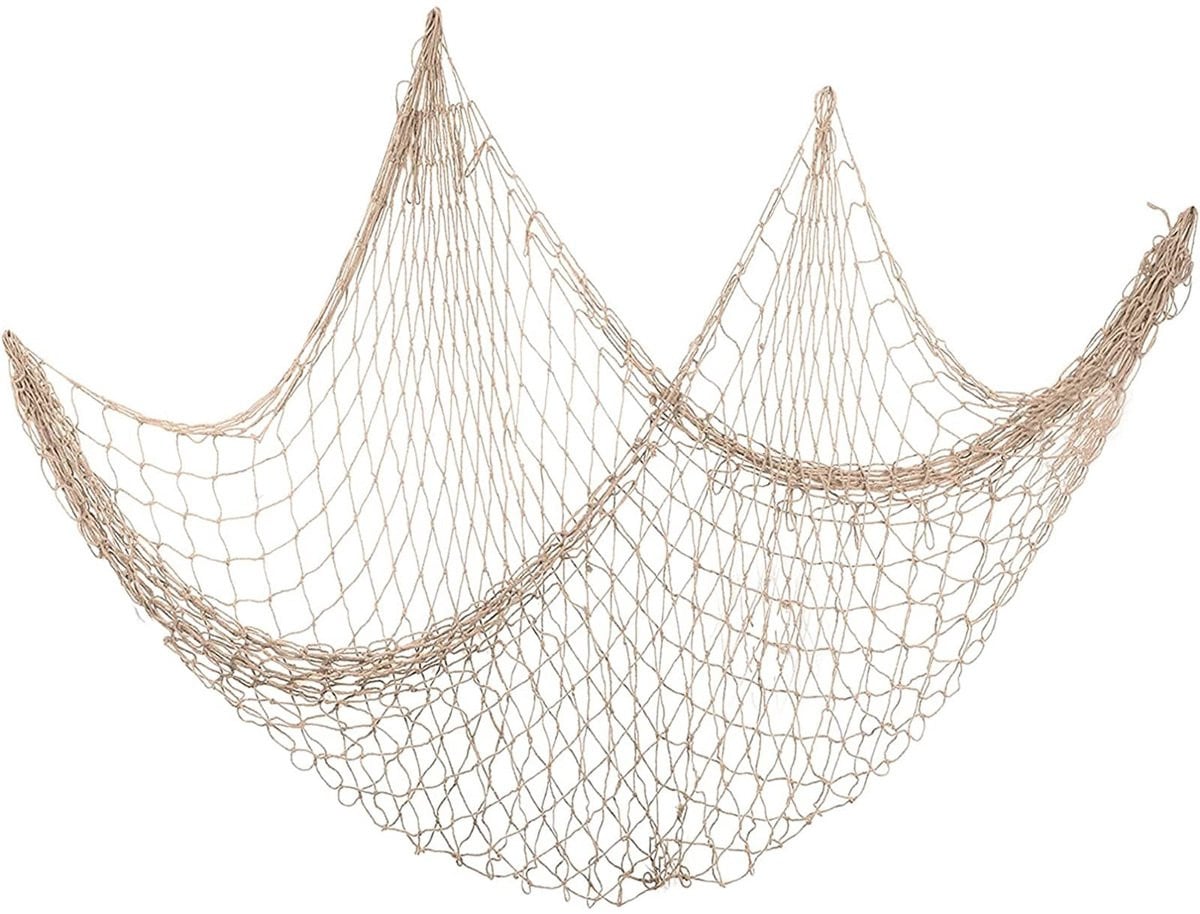 Dailygoods Visnet Wanddecoratie Mediterrane Stijl - Handgeweven Katoen - 1 x 2 m