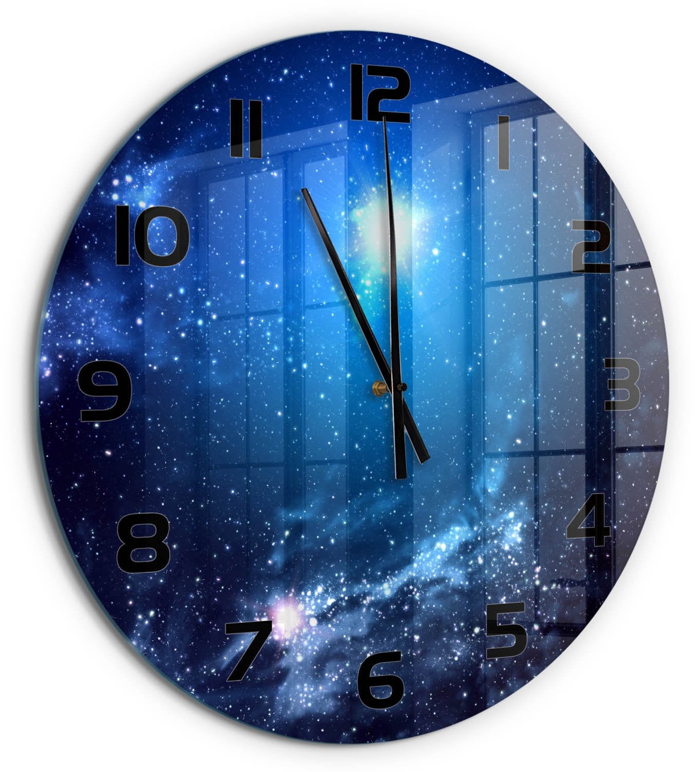 Tulup Wandklok Mist - Blauw - Rond Glas - Diameter: 60 cm
