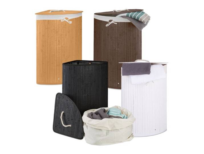 Relaxdays ensemble de 4 paniers à linge en bambou