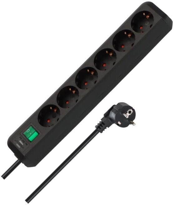 Eco-Line avec interrupteur 6 prises noir 3 m H05VV-F 3G1,5 ; Brennenstuhl (1159500400)