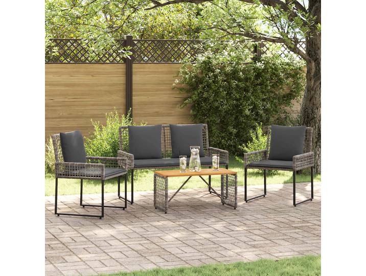 vidaXL Gartenmöbel Set mit Kissen Stahl