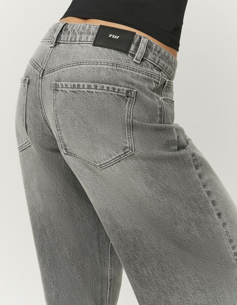 Low-rise-Jeans TALLY WEIJL "SPADEDODA", Damen, Gr. 40, N-Gr, grau (light grau wash), Denim/Jeans, Obermaterial: 82% Baumwolle, 18% Lyocell, leichte Abriebeffekte, gerade lang, Jeans Low-rise-Jeans, aus hochwertigem Baumwoll-Lyocell-Mix, tief geschnitten i