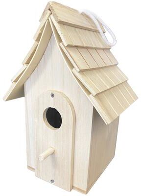 Santas Workshop Inc "9"" Cottage Bird House - Natural Wood"