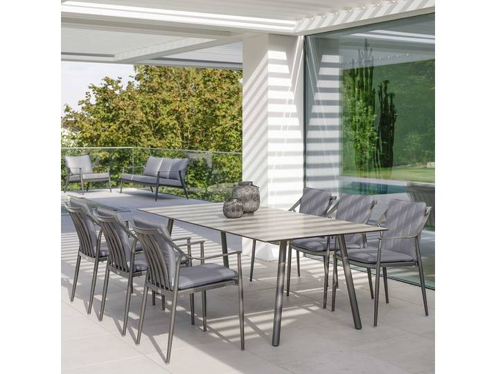 Stern Set VANDA mit Tisch INTERNO 220x100 cm und 6x VANDA Sessel