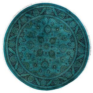 Overton "Fine Vibrance, One-of-a-Kind Hand-Knotted Area Rug - Blue, 5' 1"" x 5' 1"" - 5' 1"" x 5' 1"""