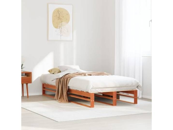 Massives Kiefernholz Bettgestell Modernes Design 75x190 cm Braun Massivholzbett ohne Matratze Wachsbraun 75x190 cm Kiefernholz Bettgestell stabil langlebig Jugendzimmer Gästebett