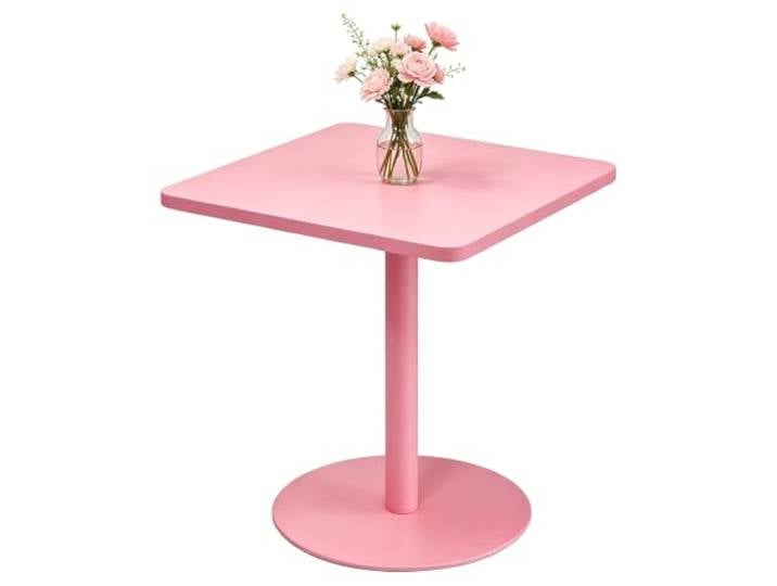 Minimalistischer, Ganz Aus Eisen Gefertigter Quadratischer Akzenttisch In Rosa, Stabiler Beistelltisch Mit Metallsockel, Vielseitige Kleine Beistelltische Für Die Inneneinrichtung(48x48x72cm)