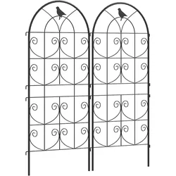 MODFU Rankgitter Metall Schwarz 2er-Set, 50x120 cm, pulverbeschichtet, wetterfest, mit Vogelmotiv