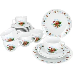 18tlg Kaffeeservice Candyman Porzellan 6 Pers. Tassen Untertassen Teller eisblau