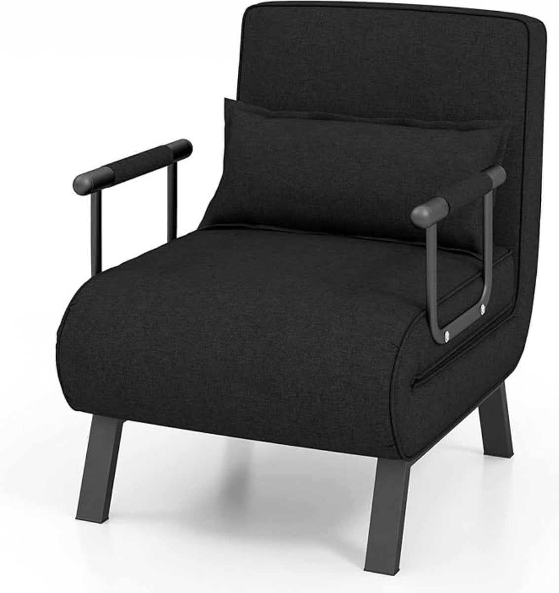 Thuys Luxe 4 in 1 Slaapfauteuil - Multifunctionele Relaxstoel met 5 Posities - Zwart