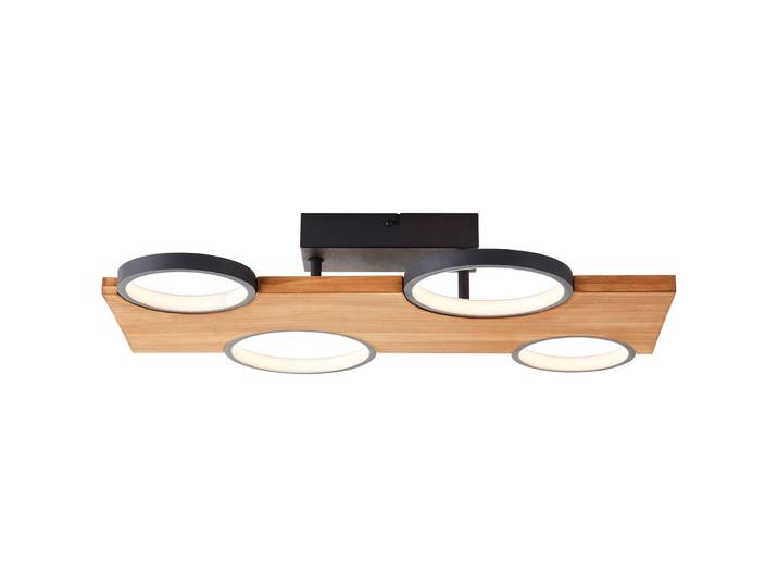 BRILLIANT LED Deckenleuchte Cheesy , schwarz (matt schwarz, holz), H: 10cm, 1 Stk., Leuchten, 55 x 35 cm, 3400lm, 3000K, Holz/Metall, natur/schwarz, LED Deckenleuchte