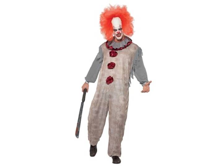 Smiffys Vintage Clown Costume, Grey & Red