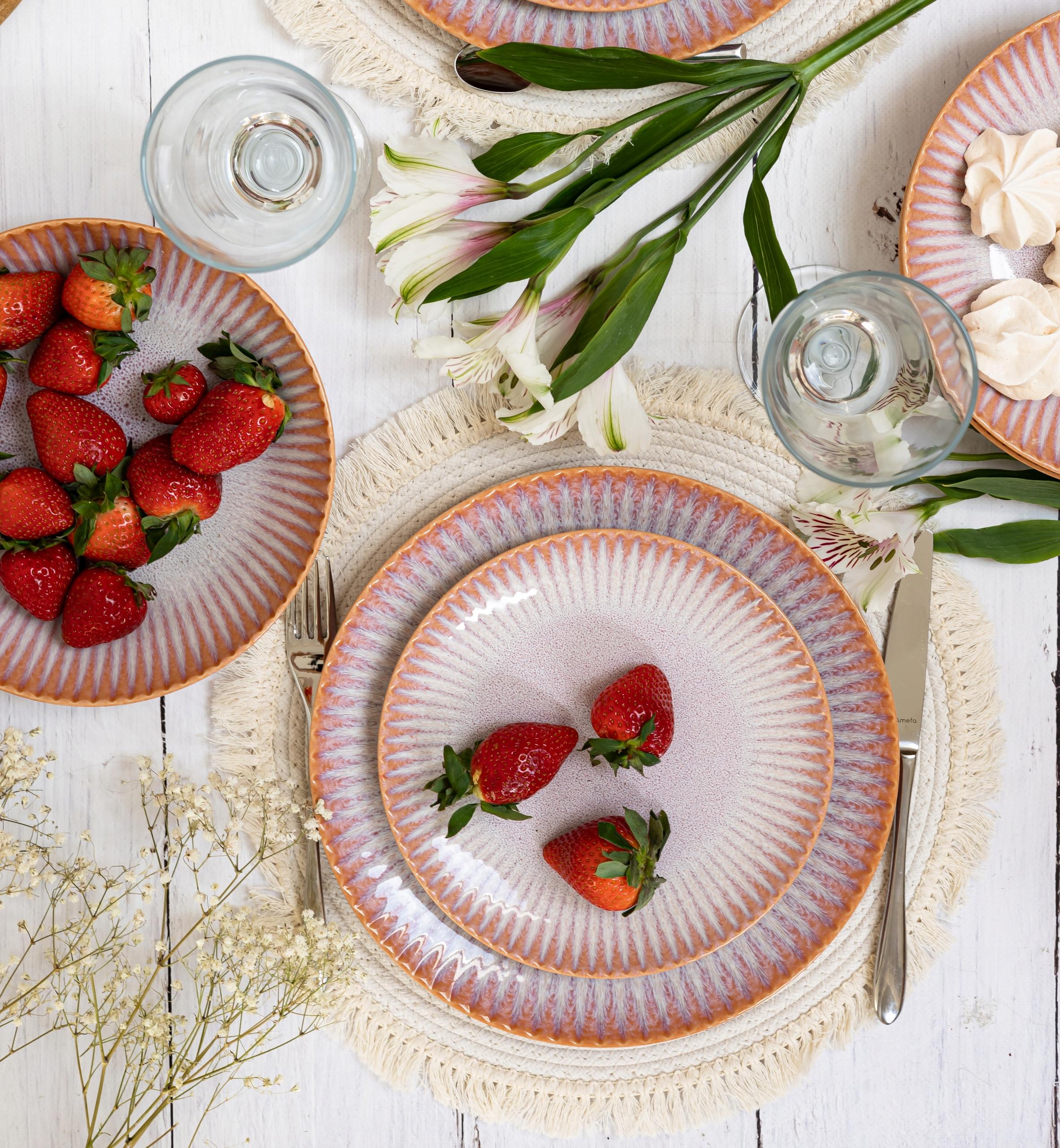 Lubiana Stoneware Blush Keramik Speiseservice 18-teilig Lachsfarben