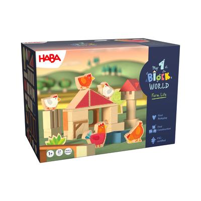 Spielbausteine HABA "Meine erste Bausteinwelt – Hühnerhof Kikeriki", bunt, Spielbausteine, Kinder, Made in Germany
