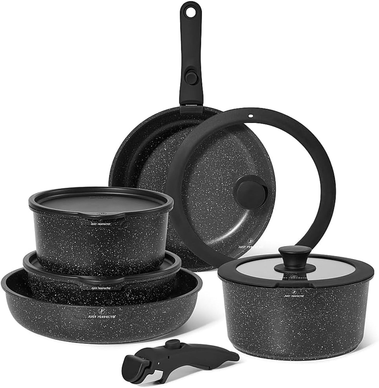 Just Perfecto JL-998 gietijzeren pannenset met marmeren coating, 11 cm