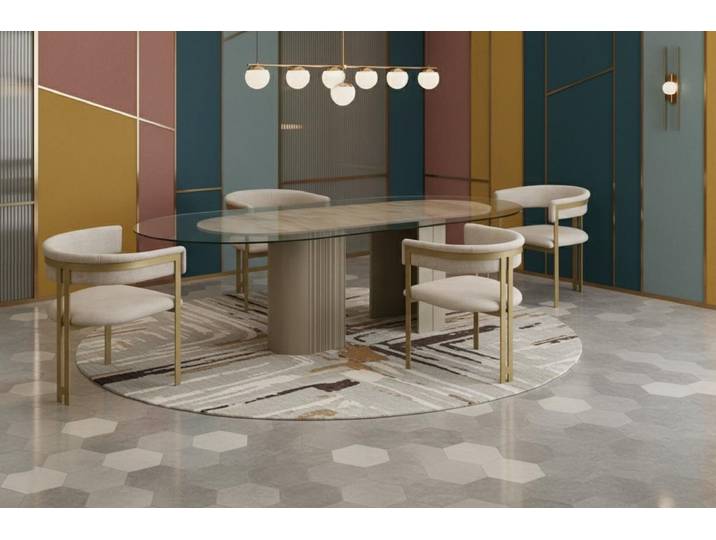 Xlmoebel Essgruppe Elegantes 5-teiliges Esszimmer Set: Tisch aus Holz und 4 Stühle, (Essgruppe, 5-tlg., 5-teiliges Esszimmer-Set), Made in Europa