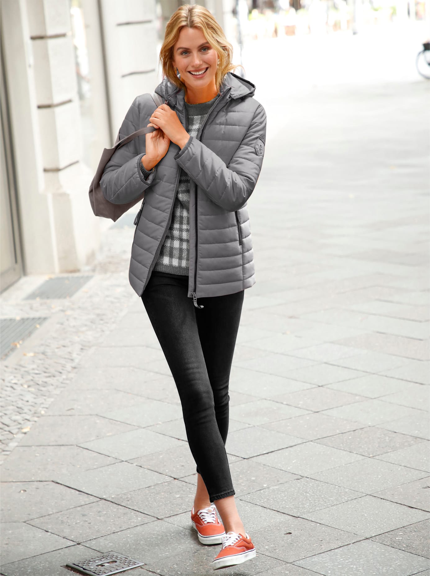 Steppjacke CASUAL LOOKS, Damen, Gr. 36, grau, 100% Polyester, unifarben, Jacken Steppjacke grau 36