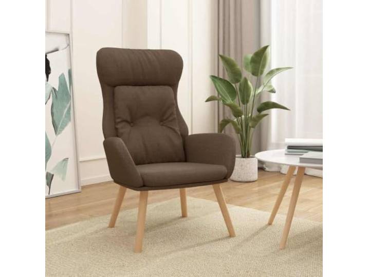 HEFZGDB Relaxsessel Braun Stoff Gepolstert mit Metallrahmen und Gummibaumholz Beinen für Wohnzimmer Komfort