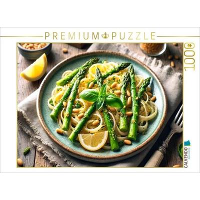 CALVENDO Puzzle Frische Pasta mit grünem Spargel | 1000 Teile Lege-Größe 64x48cm Foto-Puzzle für glückliche Stunden