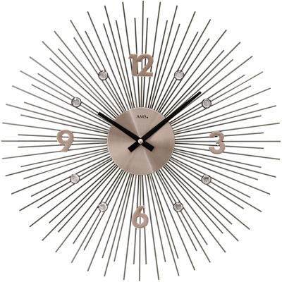 Wanduhr AMS "W9610", grau (anthrazit), Wanduhren, Ø 50cm, Wanduhr, Quarzuhr,Wohnzimmer,Esszimmer,Küche,Arbeitszimmer,Büro,Flur