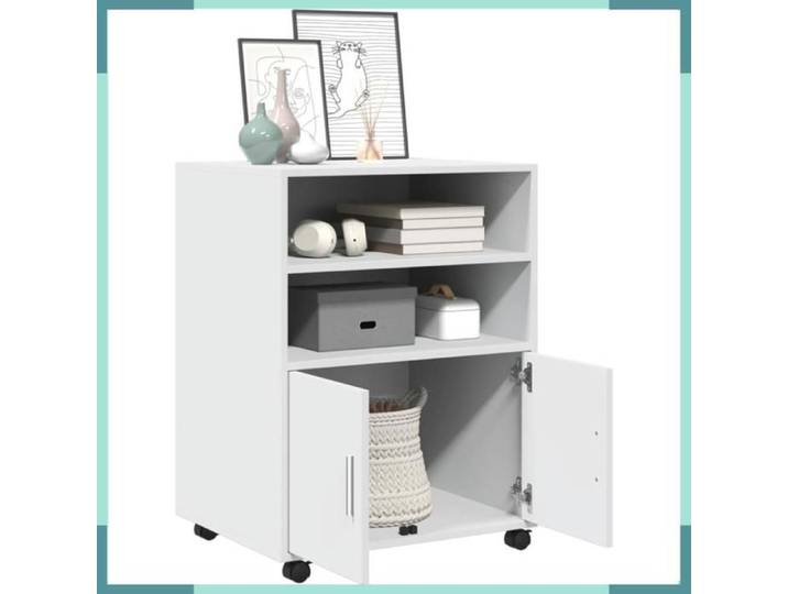 Armoire à roulettes - 853164 - blanc - 60x48x81 cm - 4 roulettes 360° (2 avec freins)