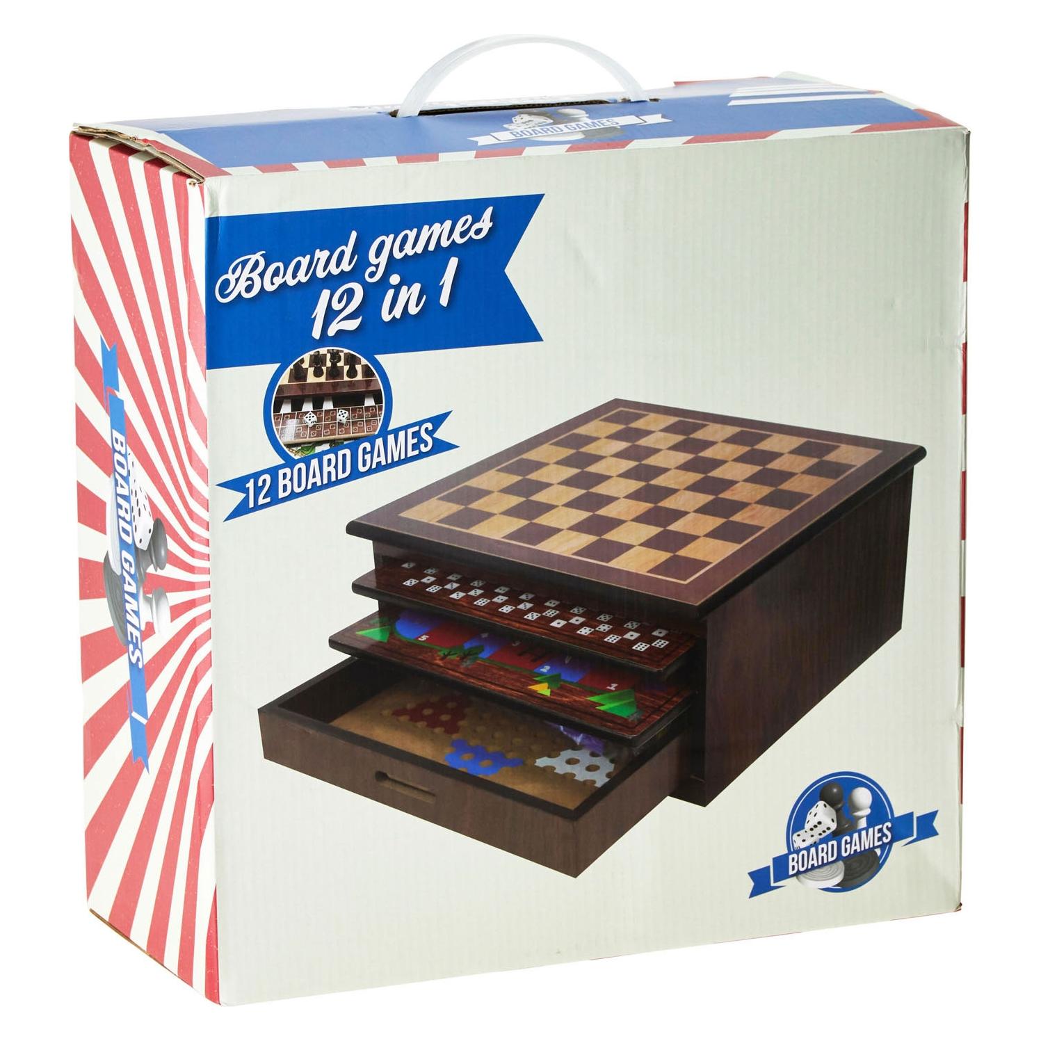 Koopman 12-in-1-Spiel in Holzbox - 30 x 30 x 15 cm (77311683)