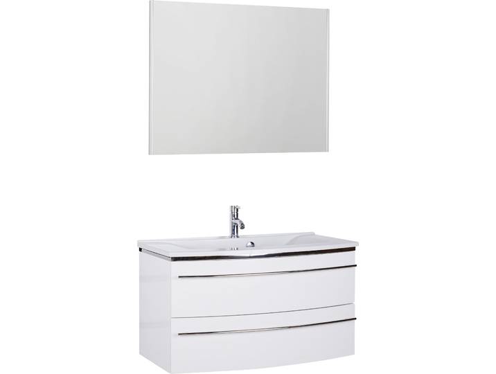 Badmöbel-Set SAPHIR 3040 , weiss (weiß glanz, weiß glanz), B:90cm, Kastenmöbel-Sets, Badmöbel-Set, Breite 90 cm