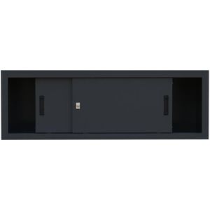 Lüllmann Aufsatzschrank 550369, schwarz, abschließbar, Schiebetüren, Metall 120 x 45 x 45cm